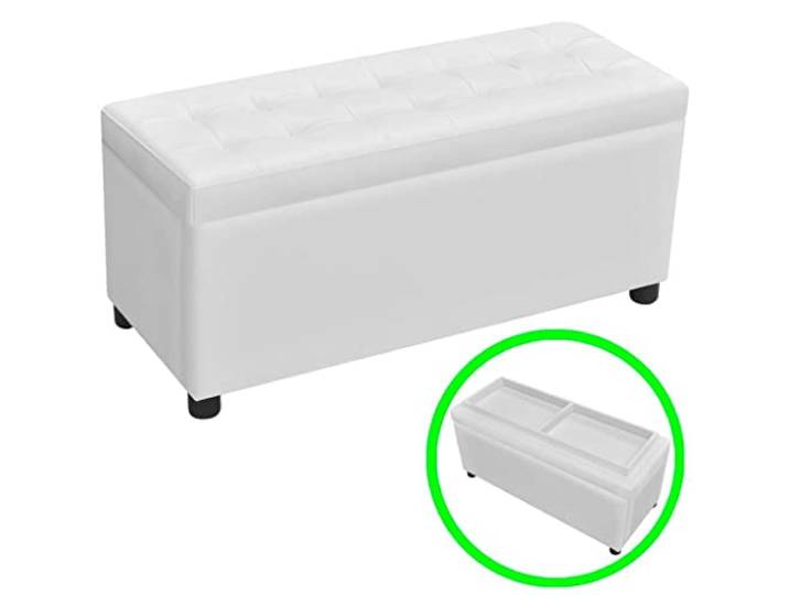 Helloshop26 Sitzbank Sitzhocker Möbel Sitzsack Aufbewahrung Kunstleder Weiß 3002220