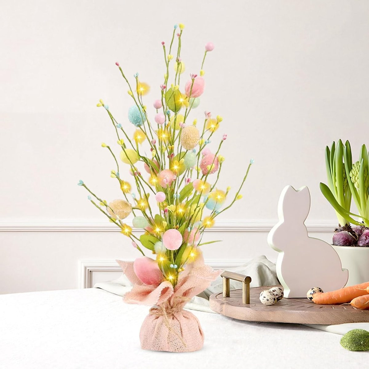 Verlichte Paastak van 43 cm - Kunstplant voor Pasen Tafeldecoratie