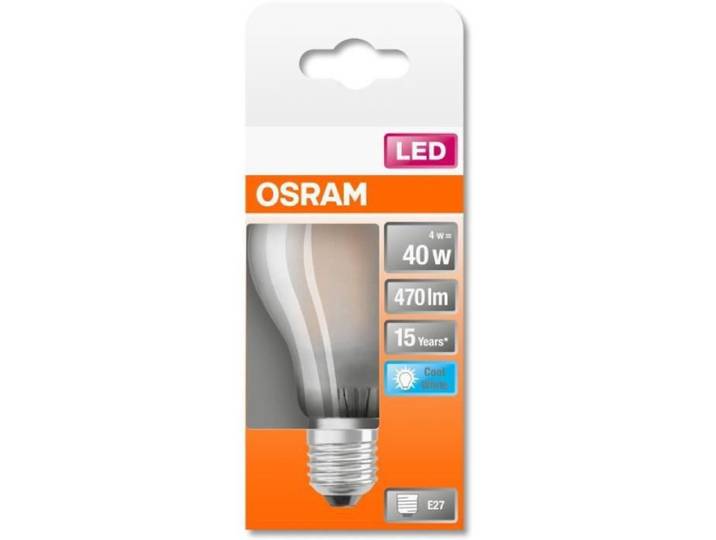 Osram - Ampoule Led - E27 - Cool White - 4000 K - 4 W - Remplacement Pour 40-w-incandescent Bulb - Givré - Led Retrofit Classic A
