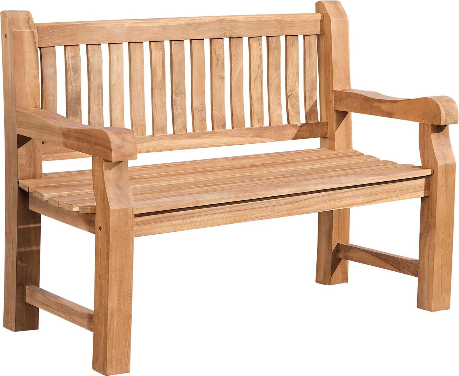 CLP Trading Teakbank Jackson V2 met rugleuning en armleuningen, massief teak voor tuin of terras