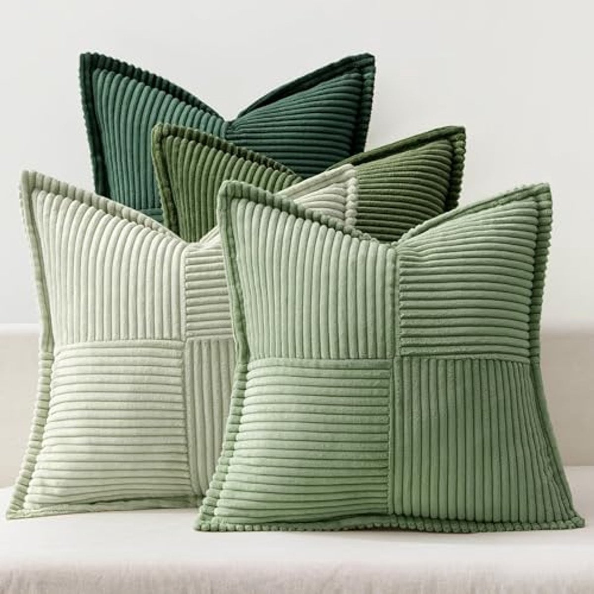 Set van 4 groene corduroy kerstkussenslopen - 50 x 50 cm