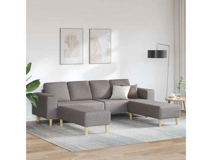 YUTAASU 3-Sitzer Sofa Taupe Polyester Wohnzimmer Schaumfüllung, Braune Beine, Armlehnen, Einfache Montage