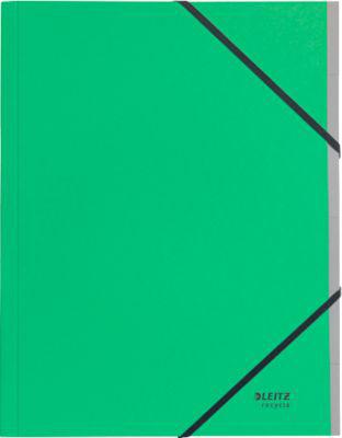 Leitz® Sammelmappe Recycle, A4, 6 Fächer mit Blanko-Taben, Inhaltsverzeichnis, Gummibandverschluss, 100 % recycelbar, Karton, grün