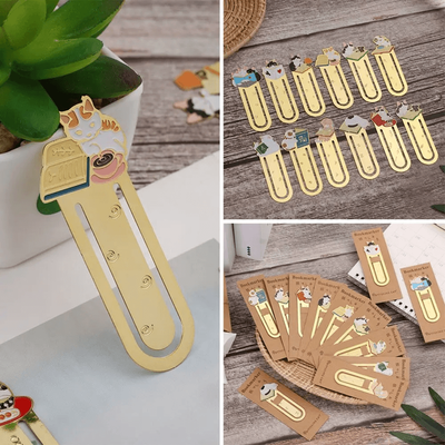 Inspire Essentials Gold Plated Cat Bookmark Folder Clip Cute Reading Label 4