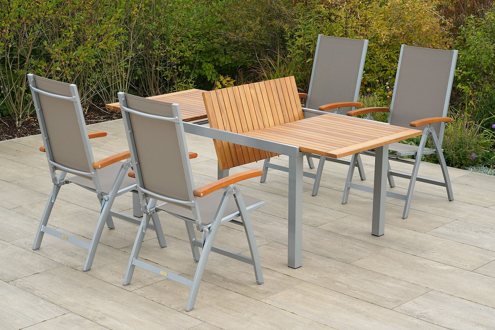 MERXXHANDELS Naxos Set 5tlg 4 Sessel Tisch 150(200)x90cm 16946378