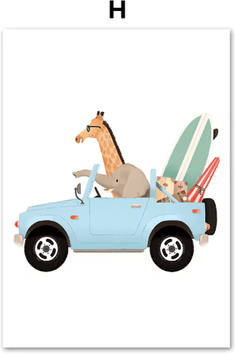 Inspire Picks Safari Animal Nursery Wall Art Elephant & Giraffe Nordic Kids Canvas Print h 50x70 Cm No Framed