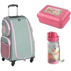 HABA Unisex Kinderkoffer Schranktrolley 4 Rollen, Brotdose und Trinkflasche 1er Pack