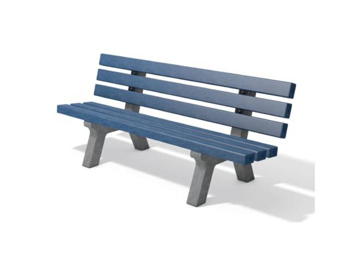 hanit® Kindersitzgruppe Canetti Kinderbank mit Rückenlehne Grau-Blau aus 100% recyceltem Kunststoff wetterfeste Sitzgruppe für KiTas