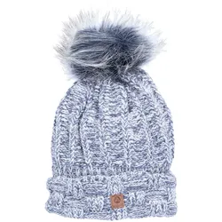 Antonio Damen Strick Mütze Beanie - white/ navy