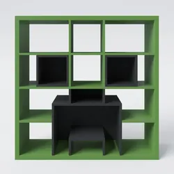 Phoenix MINECRAFT Bücherregal, 15 Fächer, Raumteiler, Gaming-Möbel mit dunkler Optik