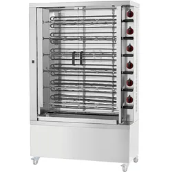 Elektrischer hähnchengrill 6 schwerter = 30/36 hühner - 1100x450x1760 mm - 25200 W 400/3V - 53303063 Eurast