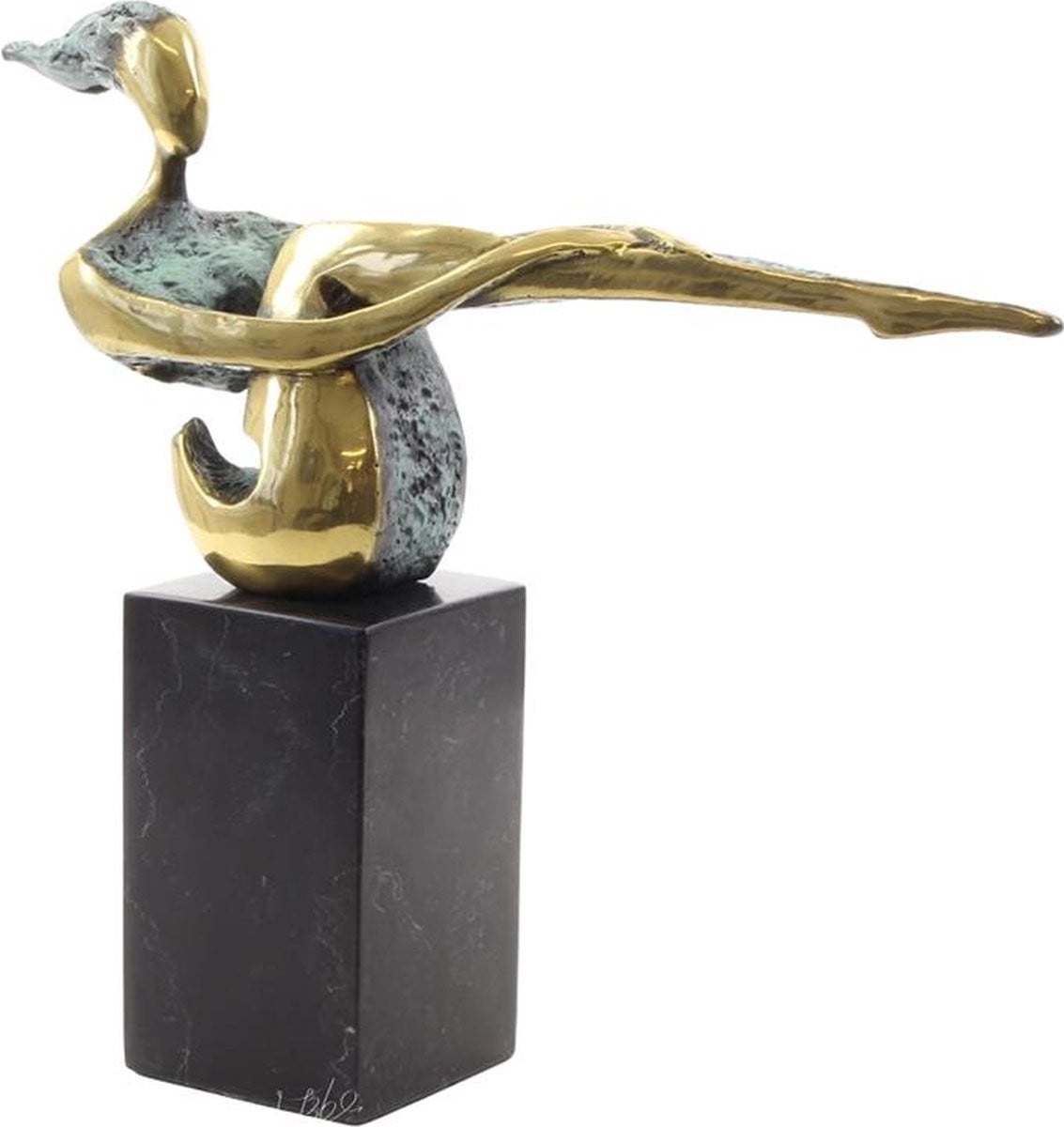 Abstract bronzen beeld van een naakte dame, Hoogte: 28,9 cm