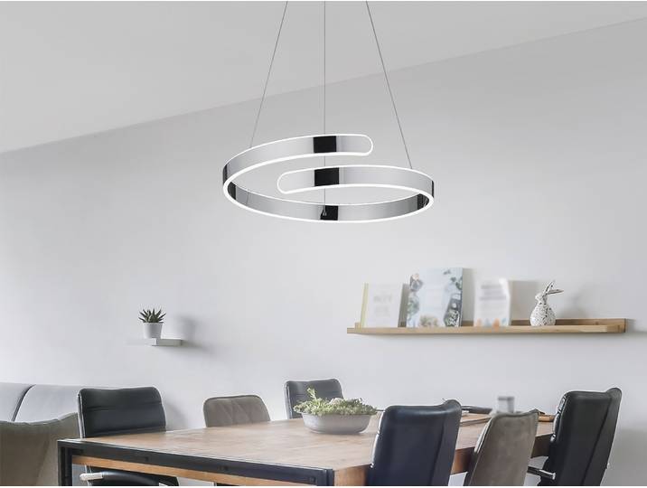 LED Pendelleuchte PARMA Metall Chrom/Weiß 3 Stufen Dimmer Ø50cm