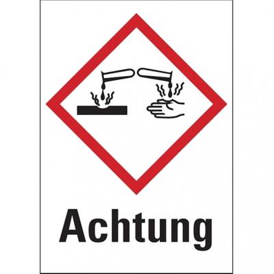 König Werbeanlagen Dreifke® Gefahrstoffetiketten - Ätzwirkung (GHS05) Signalwo - 20x29 mm Folie selbstklebend