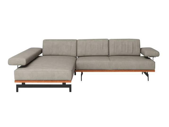 Ecksofa Lederbezug grau