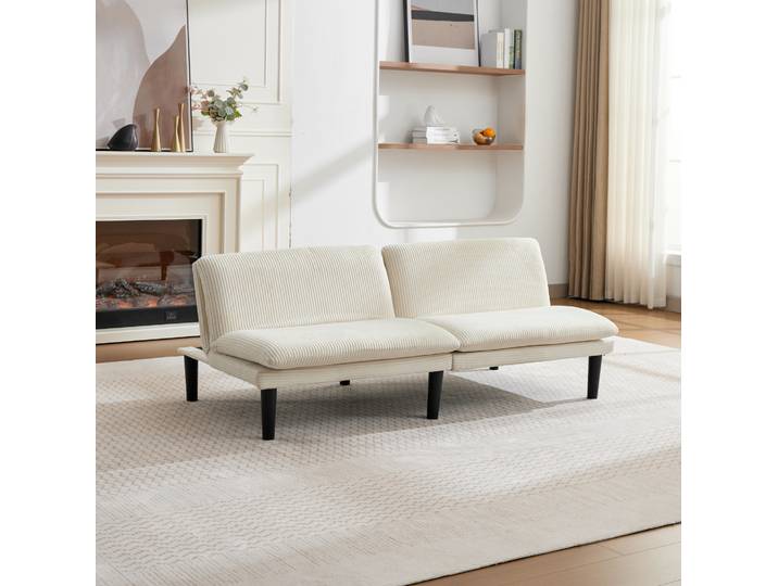 Canapé-lit 2 Places\, Dossier Réglable 3 Positions\, Beige Havrya