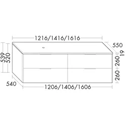 Burgbad Waschtischunterschrank+Konsolenplatte Oteo Eisblau Softmatt/Eisblau Softmatt SHMH121LF7431A0320