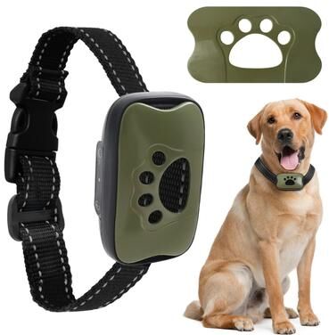 Uplift Essentials Anti Bark Training Collar Smart Ultrasonic & Vibration Behavior Correction green