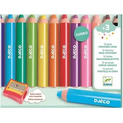 Djeco, Malstifte, 12 Jumbo Wachsmalstifte dick (12x)