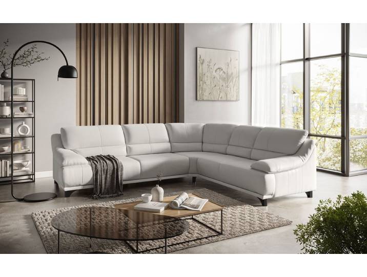 COTTA Ecksofa Sofa Modena Echtleder Pampas Madras – L-Form Sofa frei stellbar, Nosagfederung, verschiedene Größen erhältlich