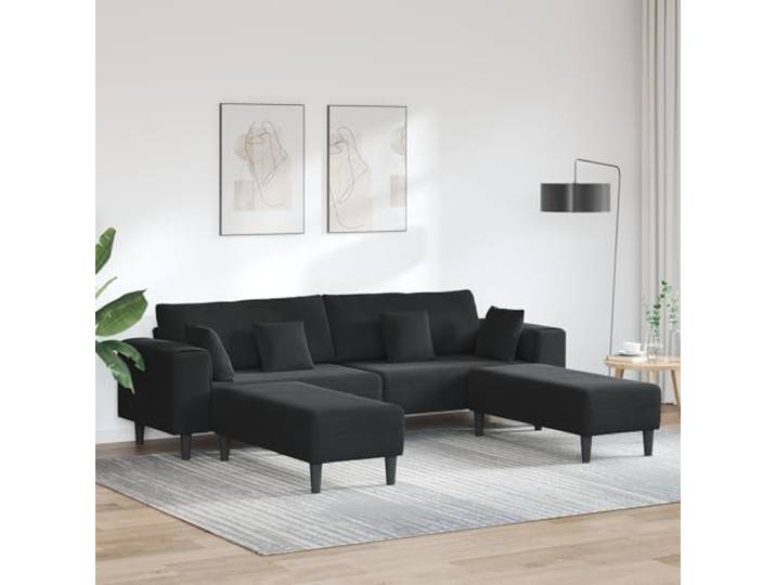 HEFZGDB Modernes Samtsofa 3-teilig Schwarz 208 cm mit Kissen, luxuriöses Velours Design für Wohnzimmer, strapazierfähige Polsterung und Federkern Komfort, Elegante Sitzgruppe