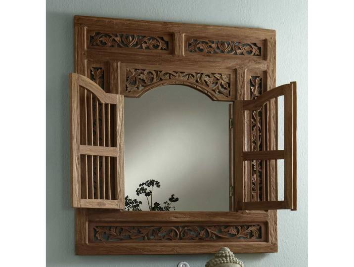 Spiegel Oceandrift Natur Teakholz massiv B 80 H 90 cm