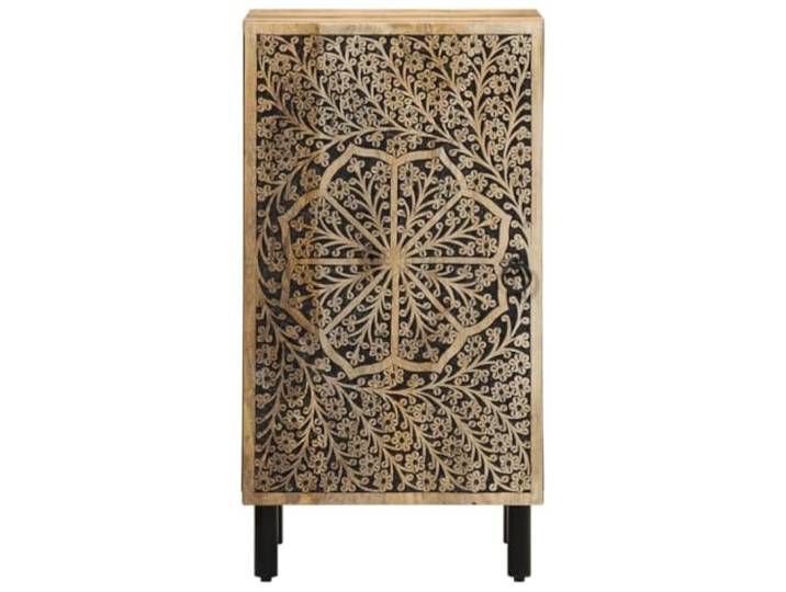 KTHLBRH Sideboard 40 x 33 x 75 cm Massivholz Mango Beine aus Eisen, handgeschnitztes Muster, Retro-Stil, großer Stauraum