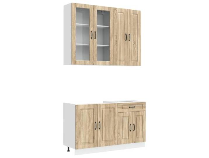 KUPTYERFG Küchenzeile Kalmar 4-teilig Sonoma-Eiche Holzwerkstoff Module mit verstellbaren Füßen und Kippschutz für eine saubere Ordnung im Küchenbereich und Esszimmer.