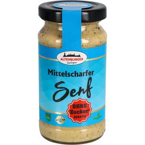 Altenburger Senf Mittelscharfer Senf, körnig, ohne Zuckerzusatz und Konservierungsstoffe, im Glas, 200 ml