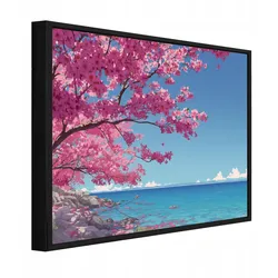 BILDER mit Rahmen Ozean Landschaft Blau 120x80 cm
