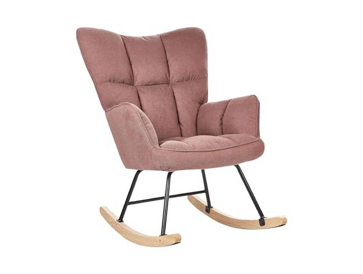Beliani Schaukelsessel aus Stoff rosa gepolstert Schaukelstuhl modern gemütlich Oulu