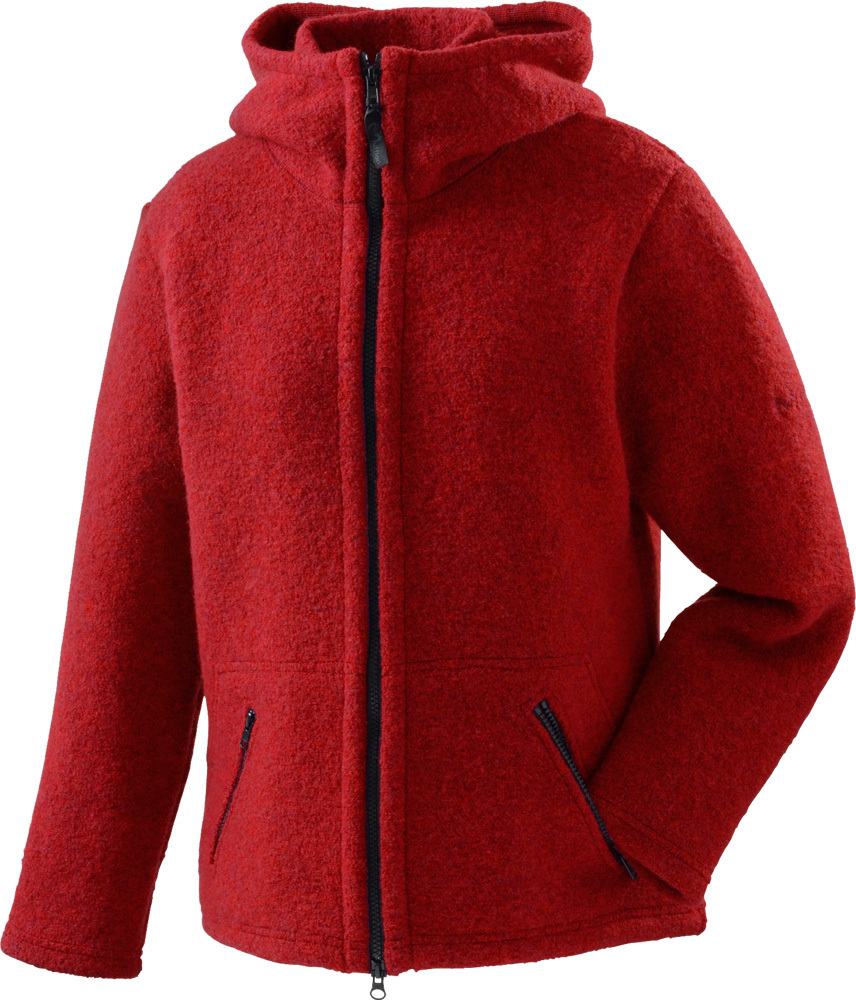 Mufflon W300 Mu-Jula Damen-Kapuzenjacke aus gewalkter Schurwolle, ruby, Größe S