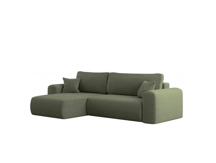 Kaiser Möbel Ecksofa Mit Schlaffunktion und Stauraum für Bettzeug Capri Stoff Poso Hellgrün Links, L-Form,L-Form, 272x145 cm, Wohnzimmer, Sofas & Couches, Wohnlandschaften, Ecksofas