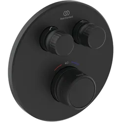 Ideal Standard Brausethermostat Ceratherm Navigo Unterputz, 2 Verbraucher, Silk Black, Ø 157 mm, 40 x 157 mm, Duschkomfort mit Knopfdruck-Bedienung und Volumenregulierung