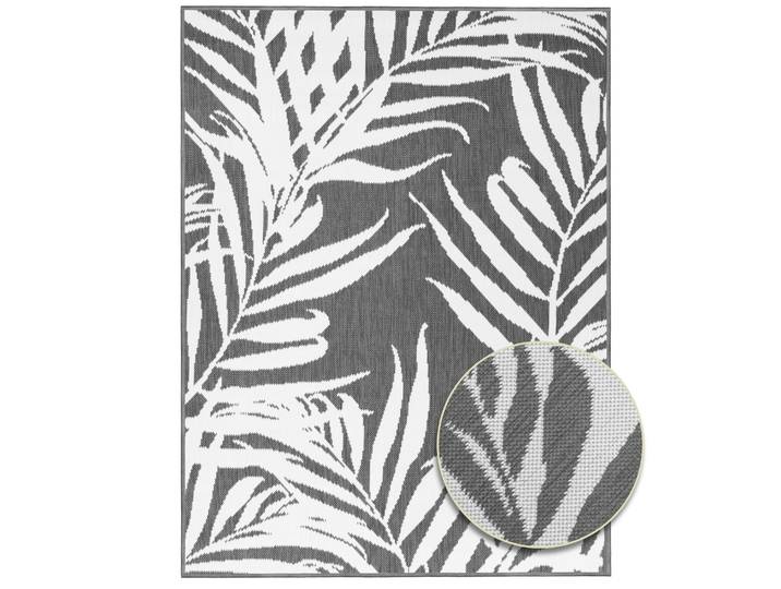 Teppich Outdoorteppich REVERSO - Palm Tree , grau (grau,beige), B:120cm H:5mm L:160cm, Polypropylen, PRIMAFLOR-IDEEN IN TEXTIL, Teppiche, Teppich, Wendeteppich, Palmblätter, In- und Outdoor geeignet, wasserfest