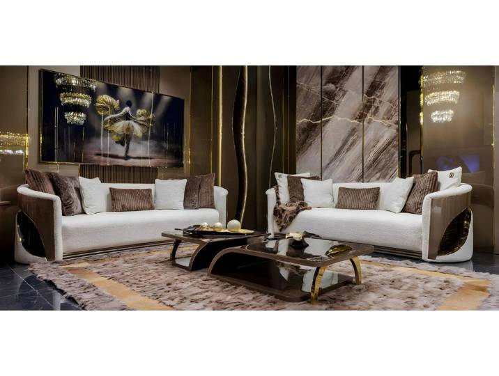 JVmoebel Polstergarnitur Stilvolle Couchgarnitur Edle 2x Polstersofas Designer Couchtisch, (3-tlg)