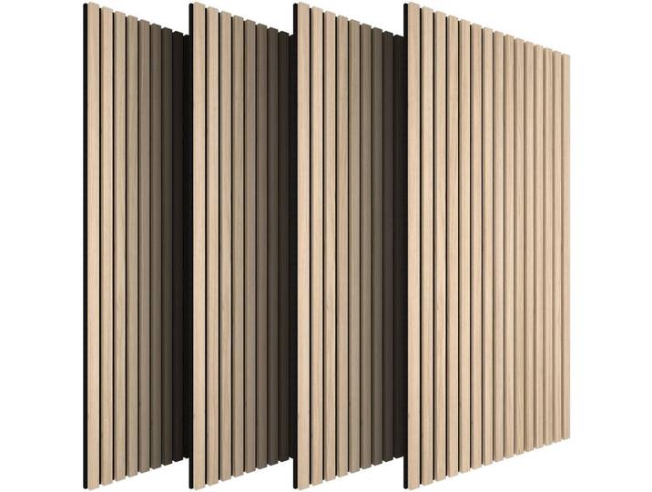 tectake Akustikpaneele 4er Set Sonic Wall II Holzoptik Echtholzfurnier Eiche hell Größe flexibel anpassbar, Eichefarben, 50x1.8x110 cm, Tapeten & Wandverkleidungen, Akustikpaneele