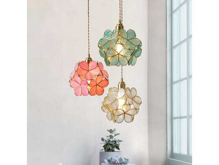 Lampes suspendues en verre modernes pour Restaurant café décoration lampe suspendue lustres de plafond éclairage de fleur nordique décor d'hôtel uspension lampe chambre chevet Restaurant fleur
