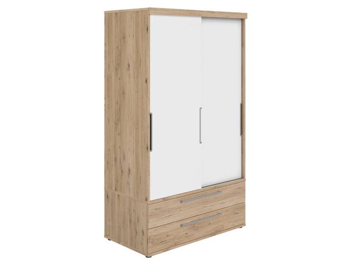 Schiebetürenschrank, Braun & Weiß, 123.6x206.9x63.9 cm, Holzwerkstoff, 4 Fächer & 2 Schubladen, Modern, Paidi