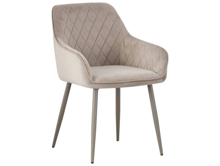 Novel Armlehnstuhl, Taupe, Metall, Rundrohr, 56x82.5x61.5 cm, Esszimmer, Stühle, Polsterstühle