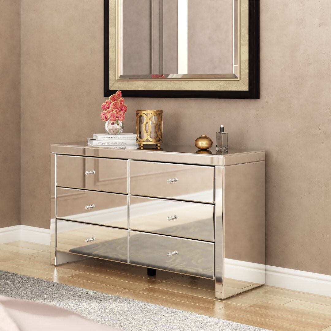 Etta Avenue Zack 6 Drawer 125Cm W Chest Silver 72.5cm H X 125cm W X 40cm D