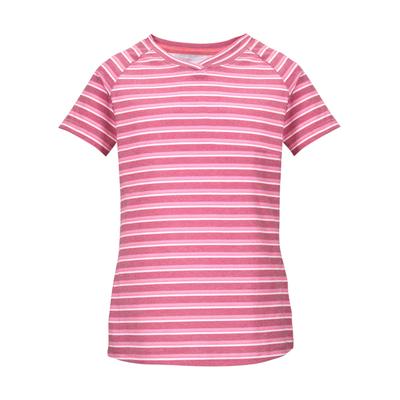 T-Shirt KILLTEC "KOS 136 GRLS TSHRT", Mädchen, Gr. 164, pink (rosé), Obermaterial: 65% Polyester, 30% Baumwolle, 5% Elasthan, V-Ausschnitt, Shirts T-Shirt, Mädchen T-Shirt, V-Ausschnitt, Streifenmuster, Raglan-Schnitt