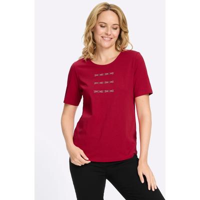 Rundhalsshirt CLASSIC BASICS "Kurzarm-Shirt", Damen, Gr. 48, rot, 100% Baumwolle, gemustert, unifarben, Rundhals, Shirts Rundhalsshirt