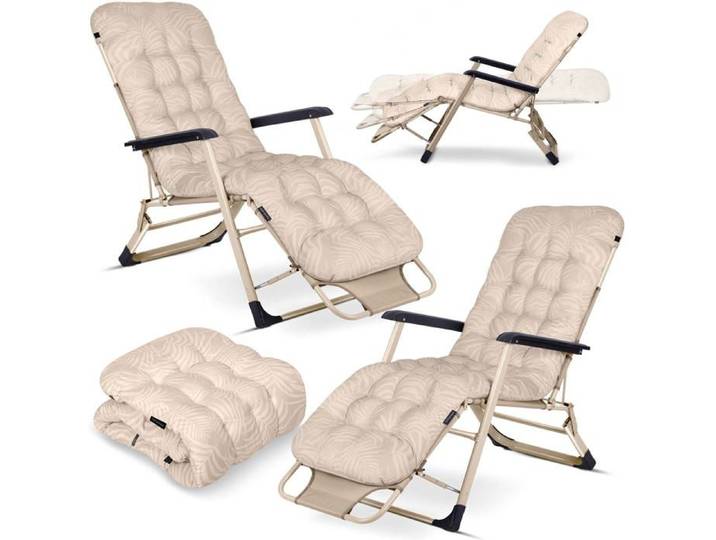 Chaise longue de jardin pliable - Sofotel - Coussin ChillWell - Ensemble 2 pièces - Beige - Réglable