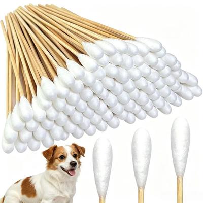 Inspired Finds Professional Bamboo Pet Ear Cleaning Swabs For Cats & Dogs 100pcs 5.91in Big Round