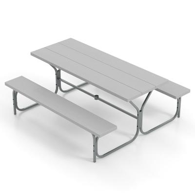 Helloshop26 - Picknicktisch- und Bankset 183 x 161 x 76 cm geräumig und robust für den Außenbereich geeignet aus grauem HDPE 20_0020782