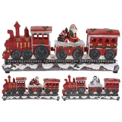 WellHome - Dekorativer Weihnachtszug mit Lokomotive und 2 Waggons, mit LED-Lichtern und Mobiles 39x11x17cm