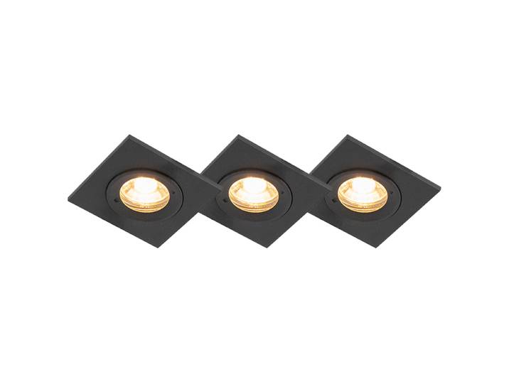 Lot de 3 spots encastrés pour salle de bain noir carré IP44 -