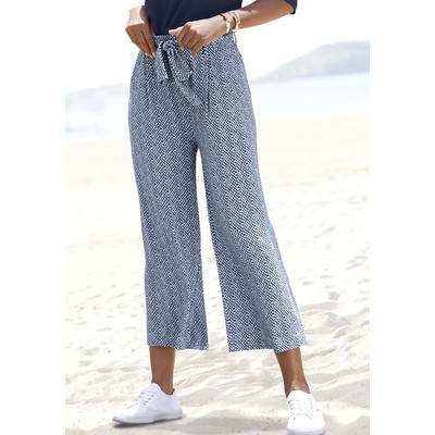 Culotte LASCANA "mit luftig-weitem Bein", Damen, Gr. 38, N-Gr, blau (blau bedruckt), Jersey, Obermaterial: 95% Viskose, 5% Elasthan, bedruckt, figurumspielend ca. Mitte Wade, Hosen Culotte, leicht und elastisch, Jerseyhose, luftige Sommerhose,...
