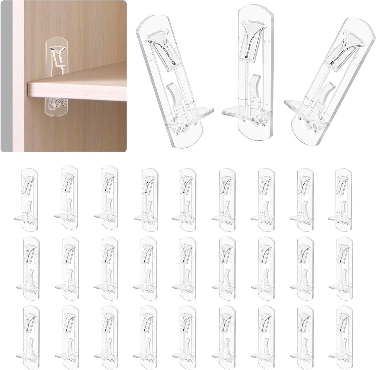30 stuks Plastic Planksteunen - Transparante Kast Plint Clips voor het bevestigen van planken